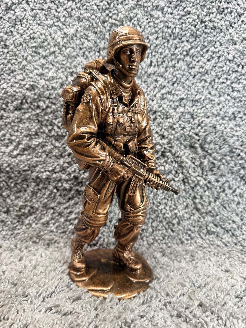 Vintage Bronze-Tone US Soldier Military Figurine Statue
